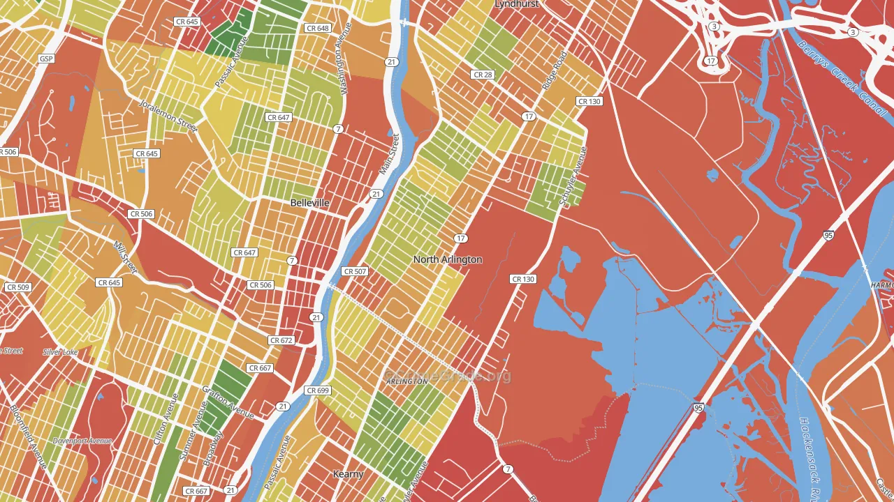 07031, NJ Map of Theft Rates