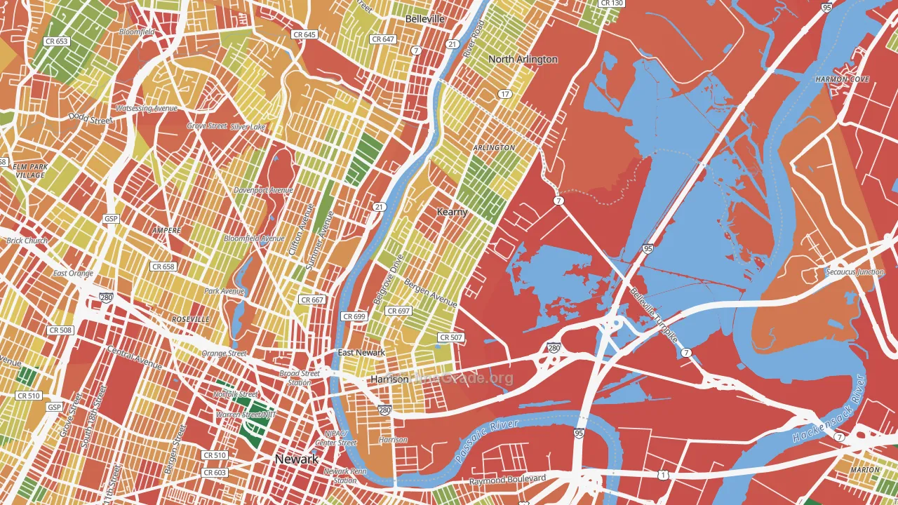 07032, NJ Map of Theft Rates