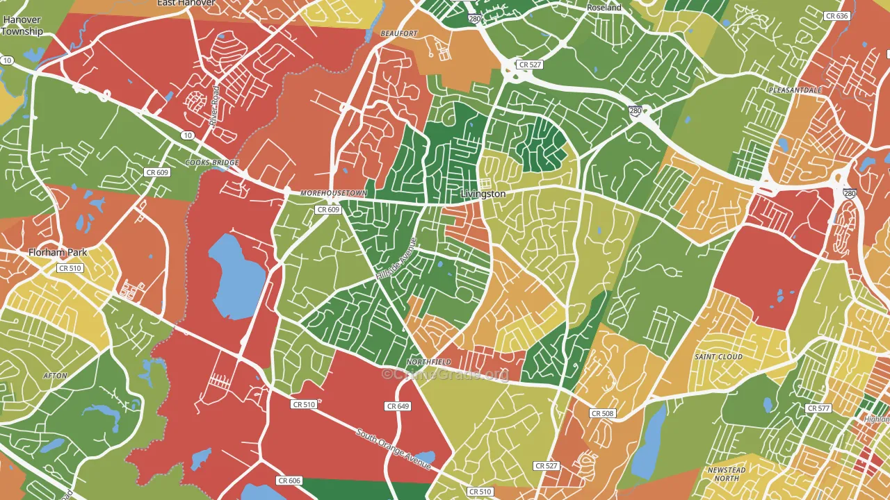 07039, NJ Map of Theft Rates