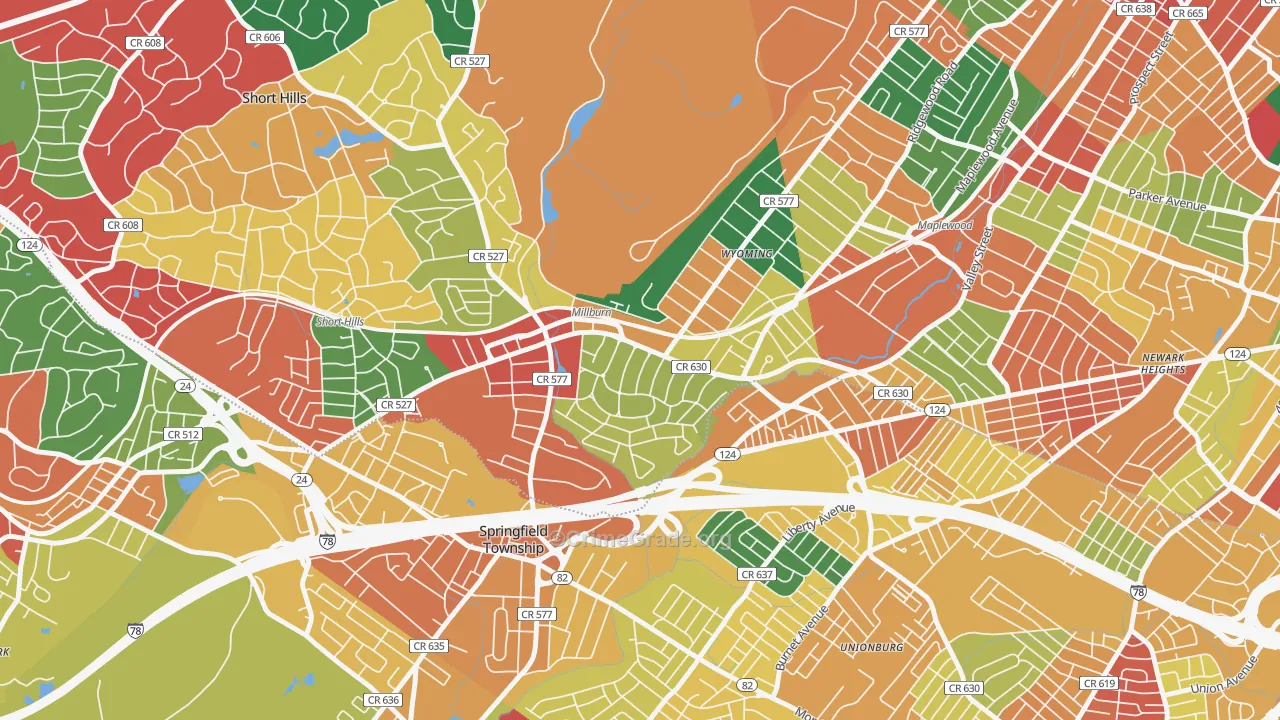 07041, NJ Map of Theft Rates