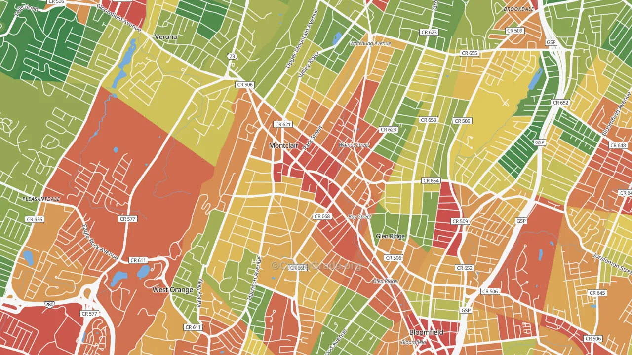 07042, NJ Map of Theft Rates