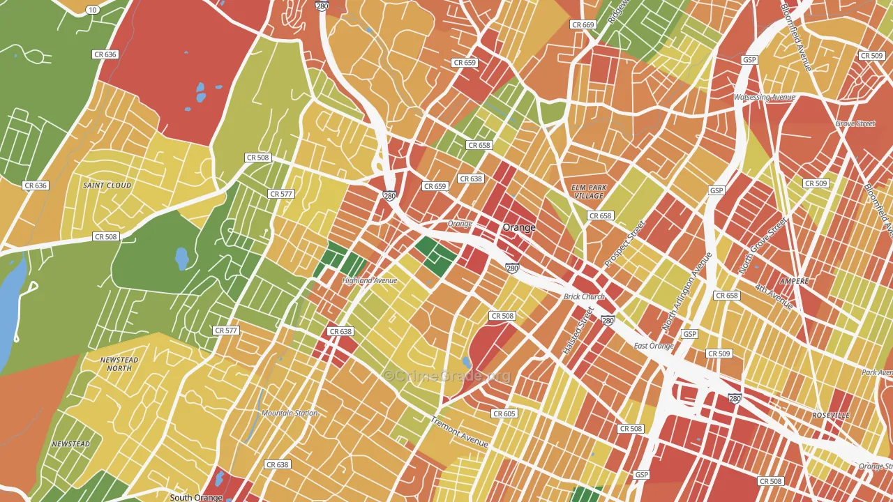 07050, NJ Map of Theft Rates