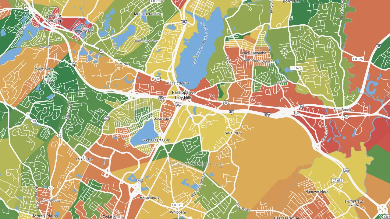 07054, NJ Map of Theft Rates