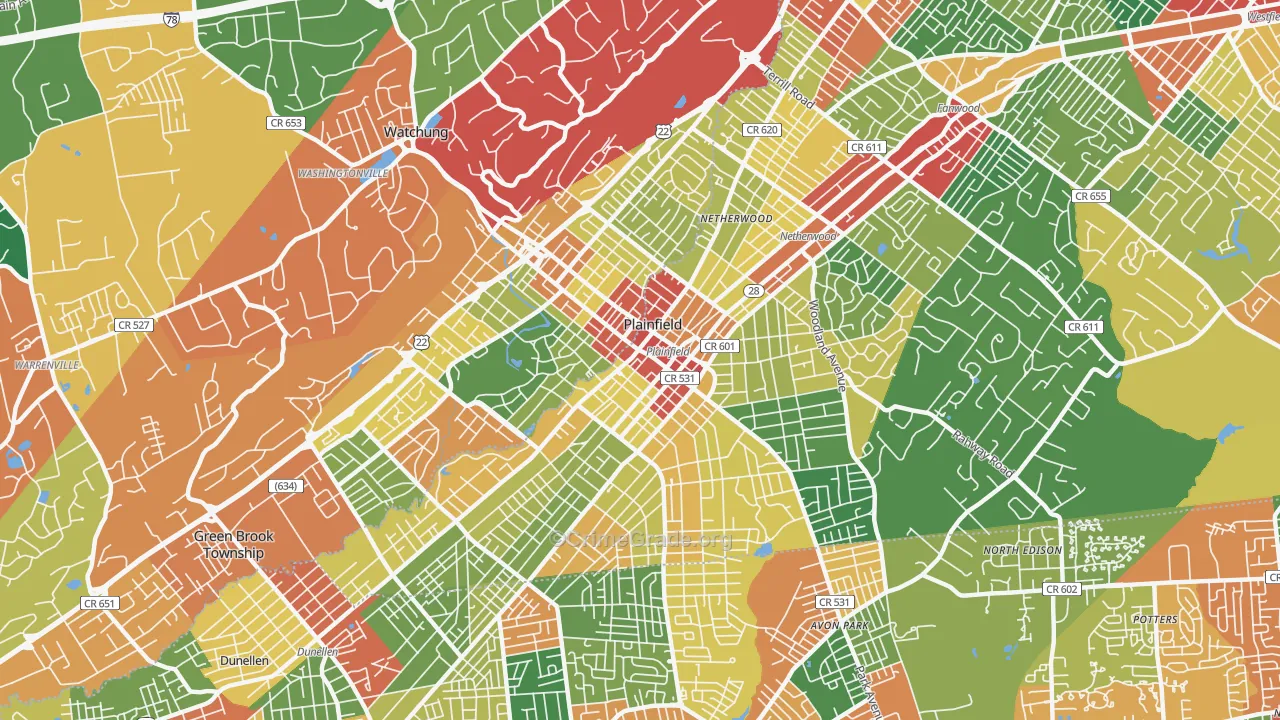 07060, NJ Map of Theft Rates