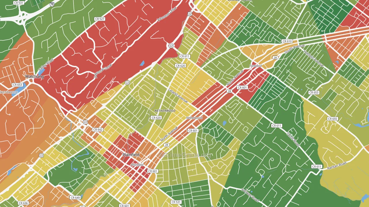 07062, NJ Map of Theft Rates