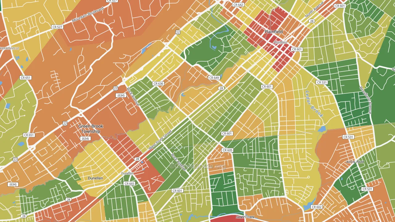 07063, NJ Map of Theft Rates