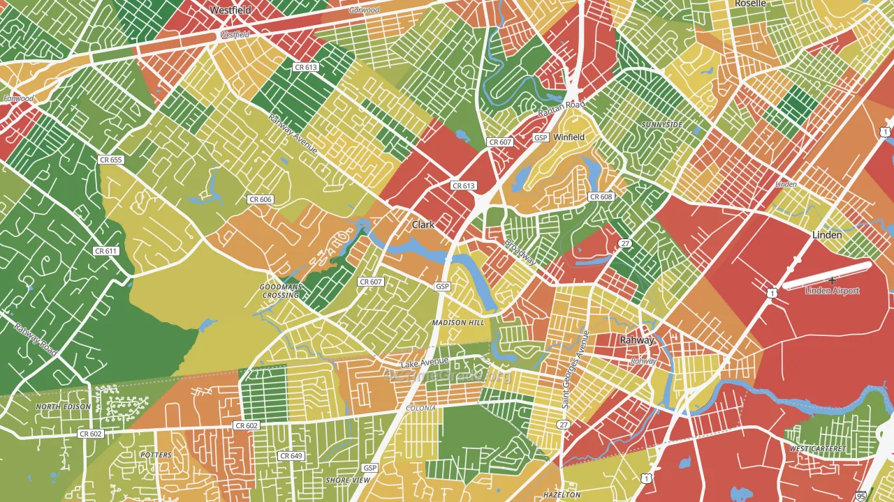 07066, NJ Map of Theft Rates
