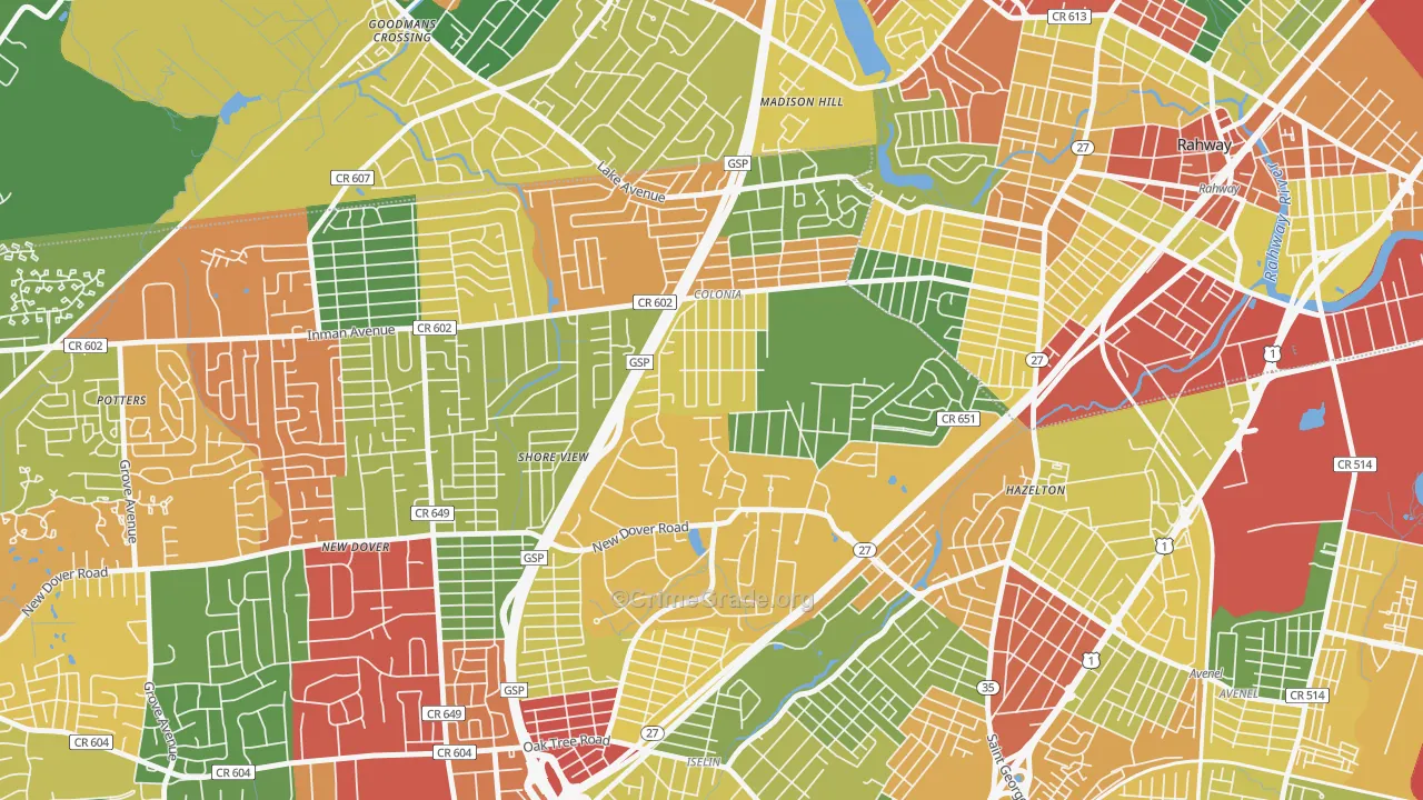 07067, NJ Map of Theft Rates