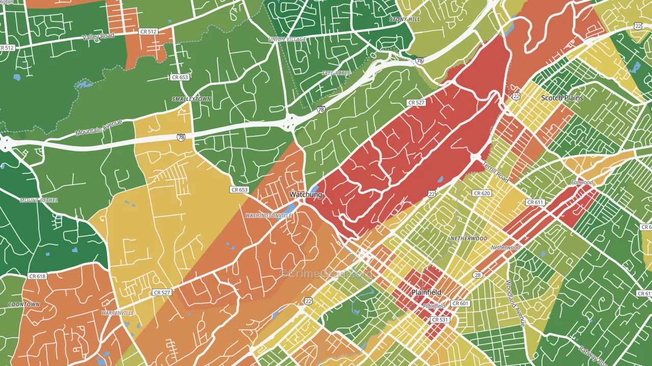 07069, NJ Map of Theft Rates