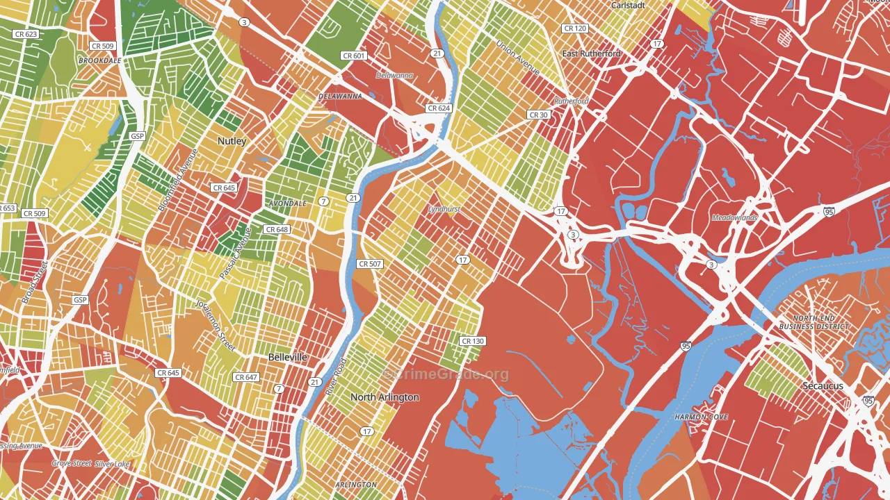 07071, NJ Map of Theft Rates