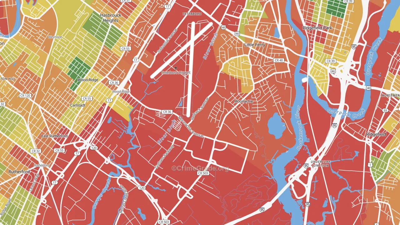 07074, NJ Map of Theft Rates