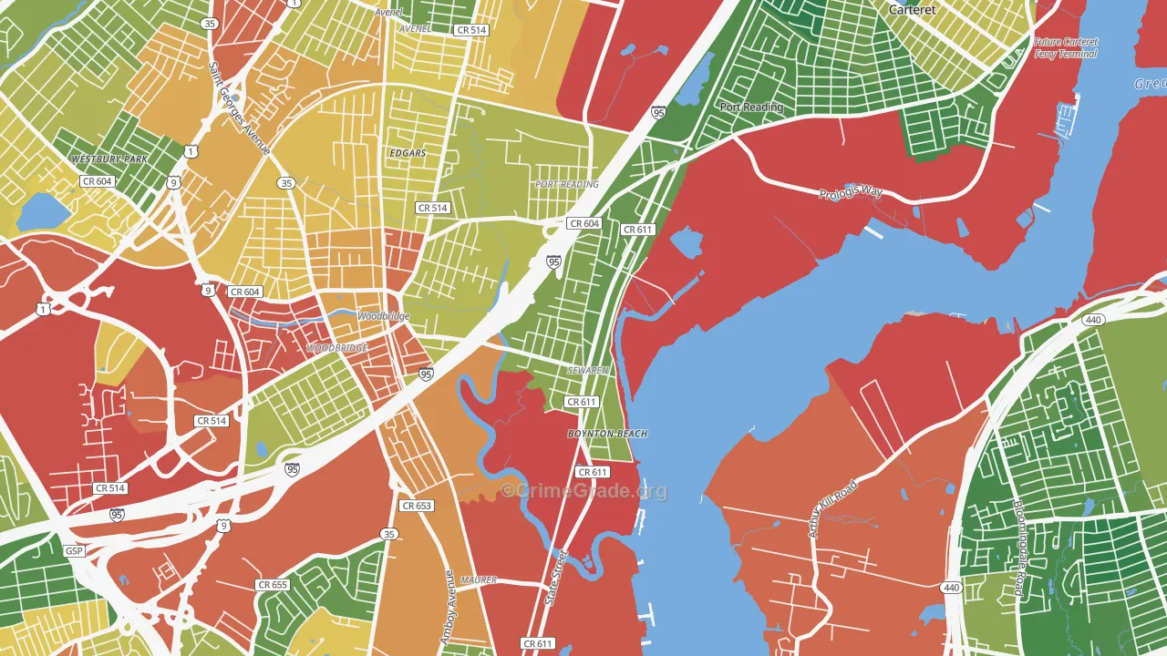 07077, NJ Map of Theft Rates