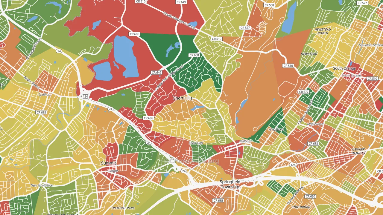 07078, NJ Map of Theft Rates