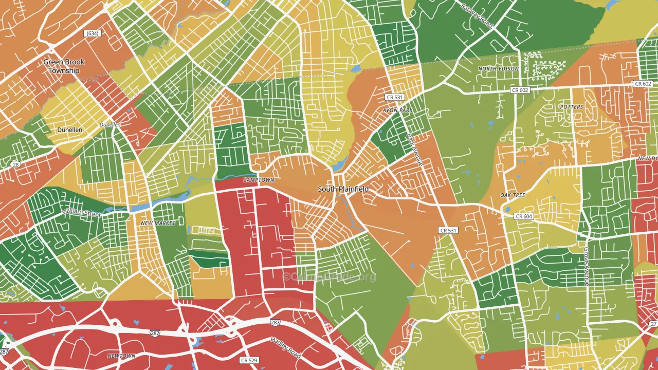 07080, NJ Map of Theft Rates