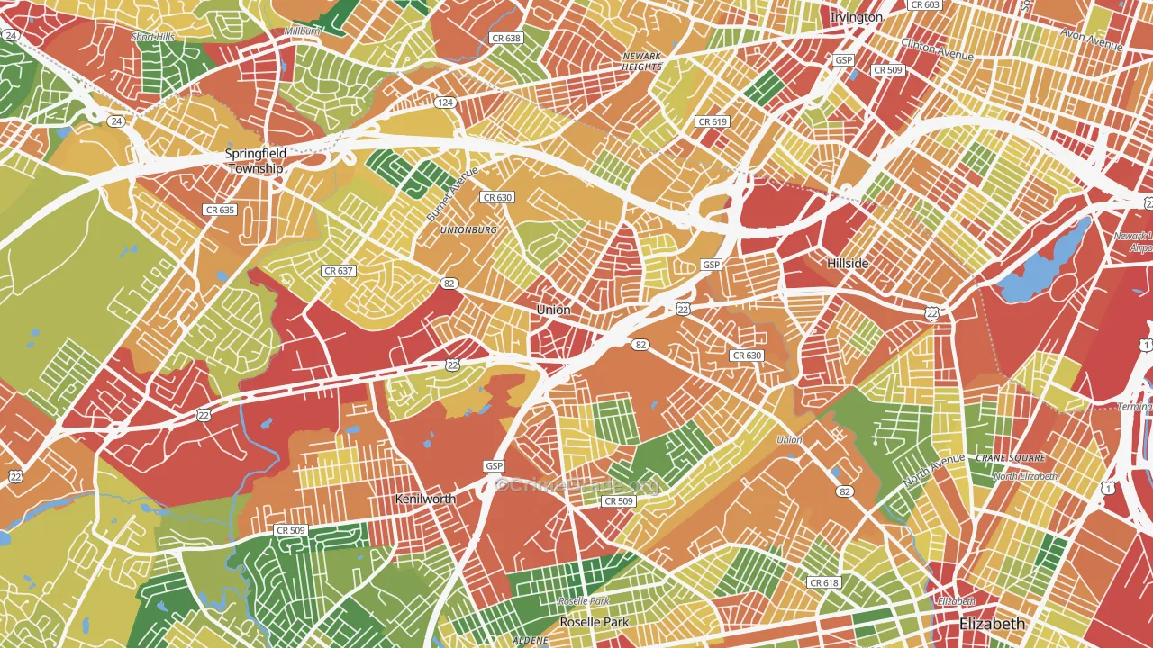07083, NJ Map of Theft Rates