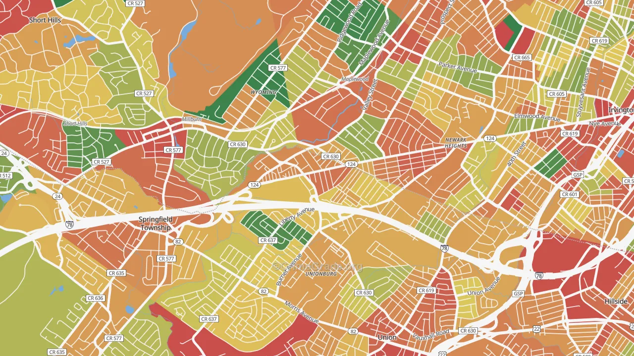 07088, NJ Map of Theft Rates
