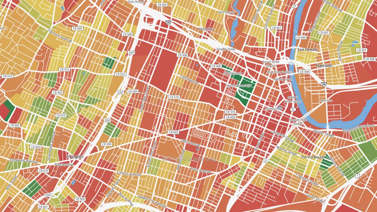 07103, NJ Map of Theft Rates