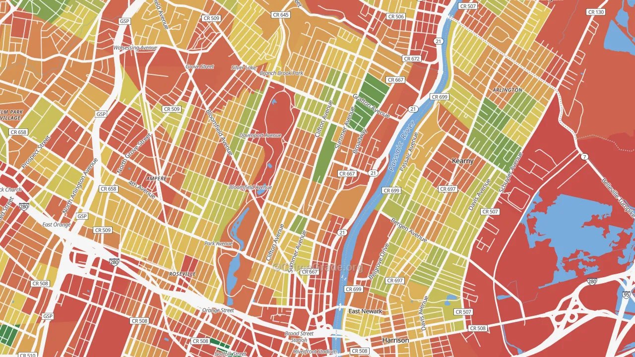 07104, NJ Map of Theft Rates