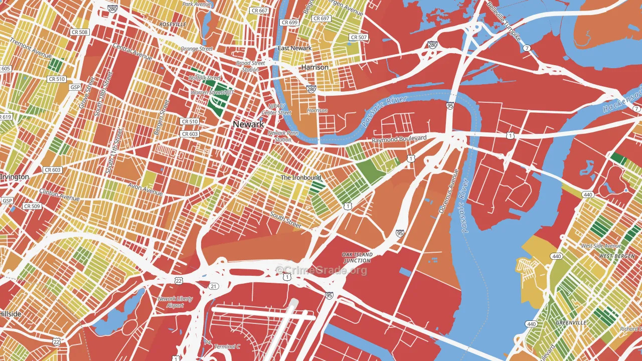 07105, NJ Map of Theft Rates