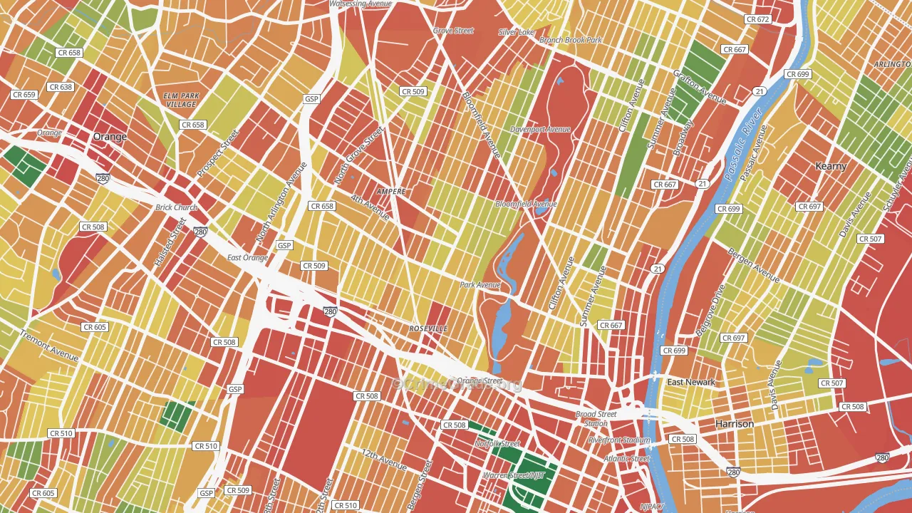 07107, NJ Map of Theft Rates
