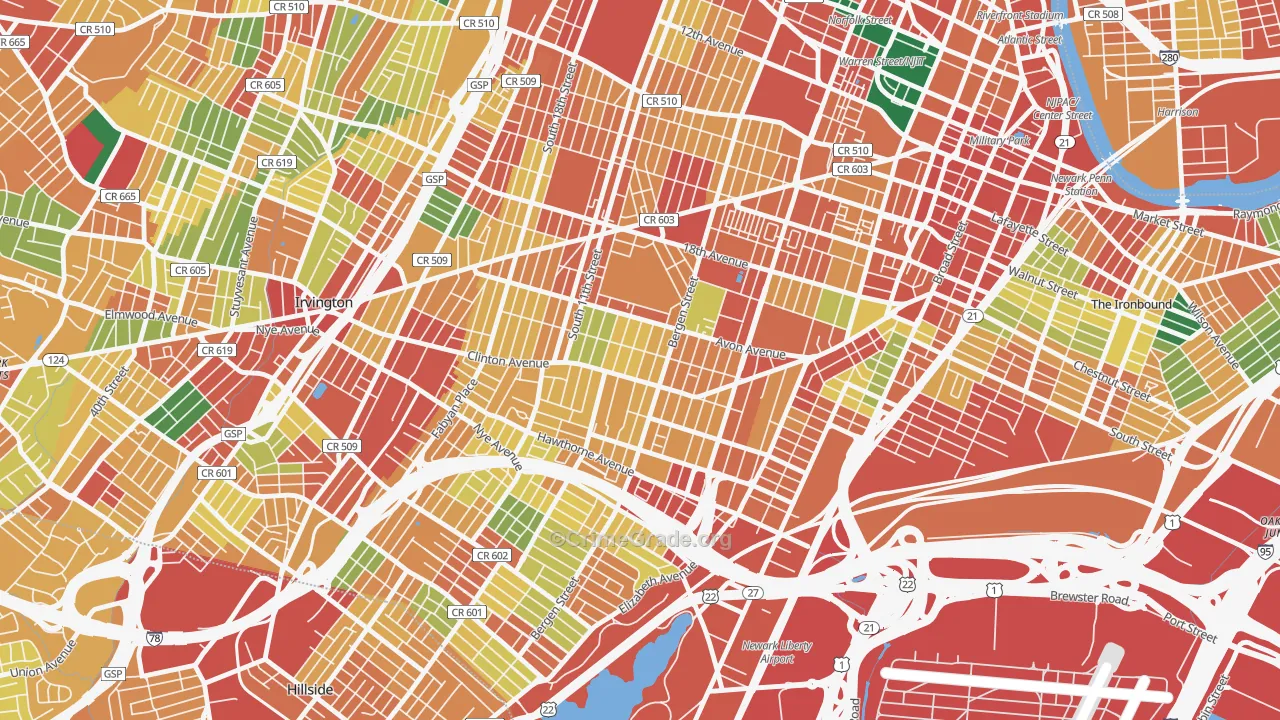 07108, NJ Map of Theft Rates