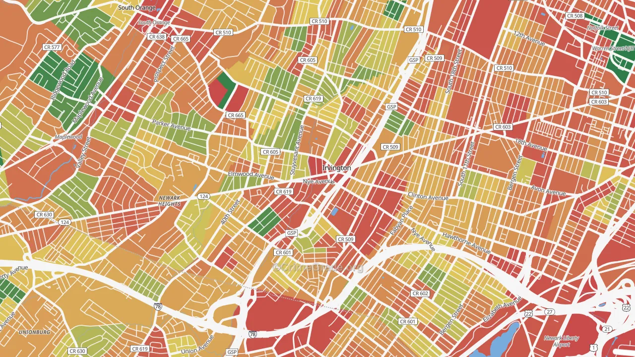 07111, NJ Map of Theft Rates