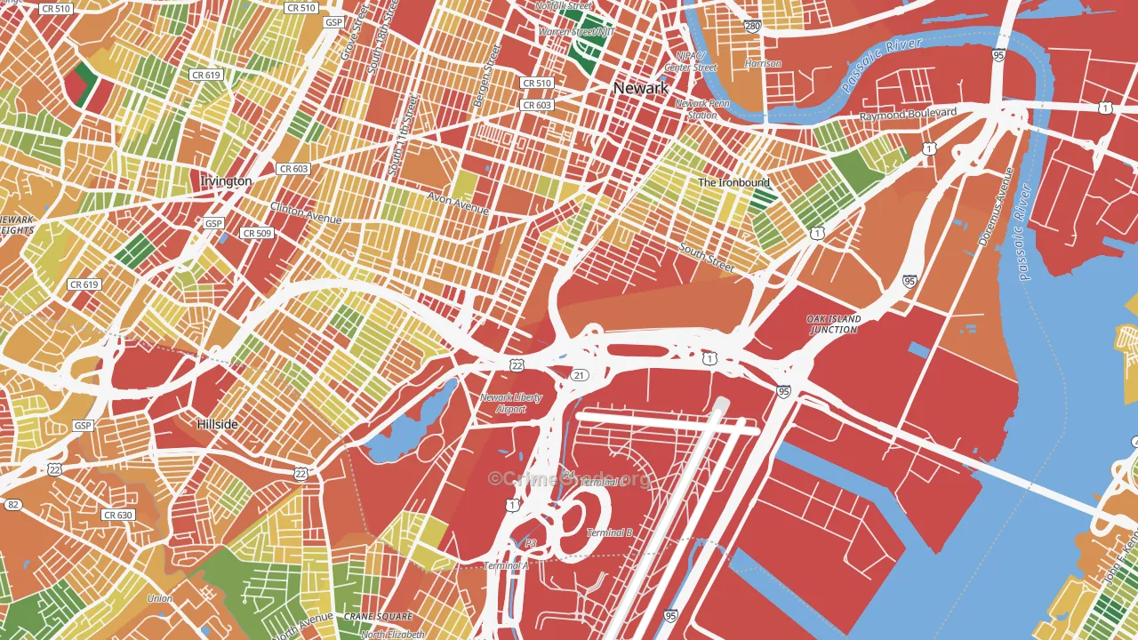 07114, NJ Map of Theft Rates