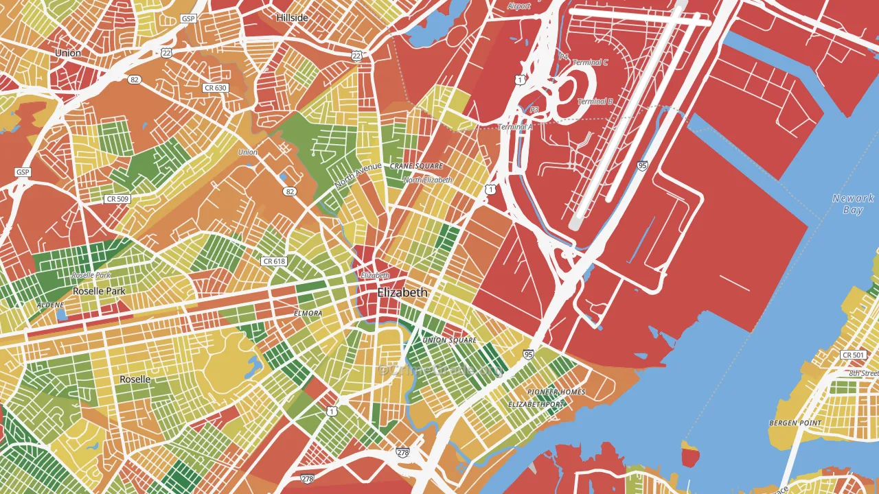07201, NJ Map of Theft Rates