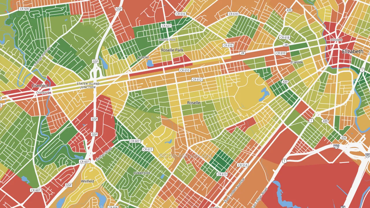 07203, NJ Map of Theft Rates