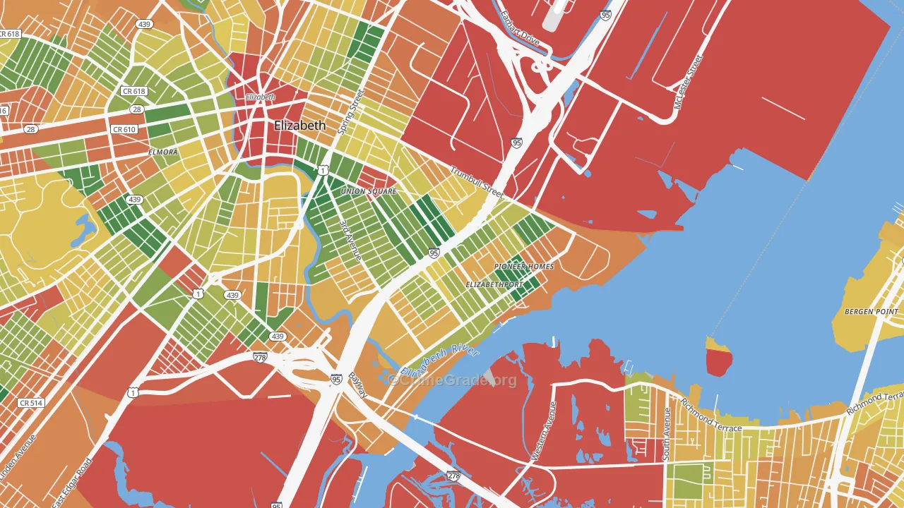 07206, NJ Map of Theft Rates