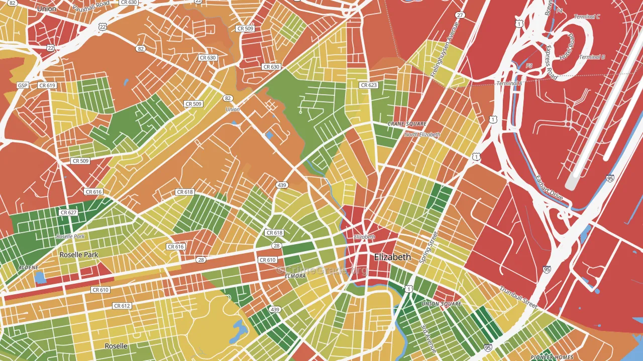07208, NJ Map of Theft Rates