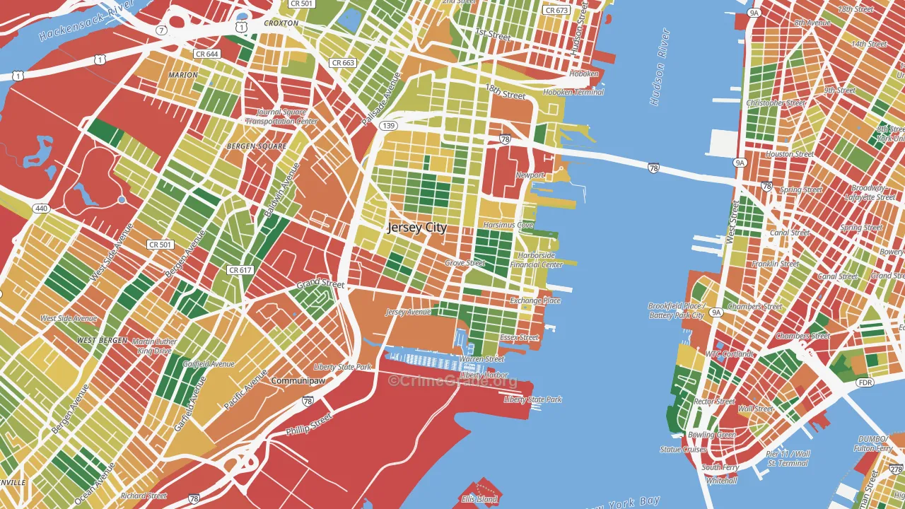 07302, NJ Map of Theft Rates