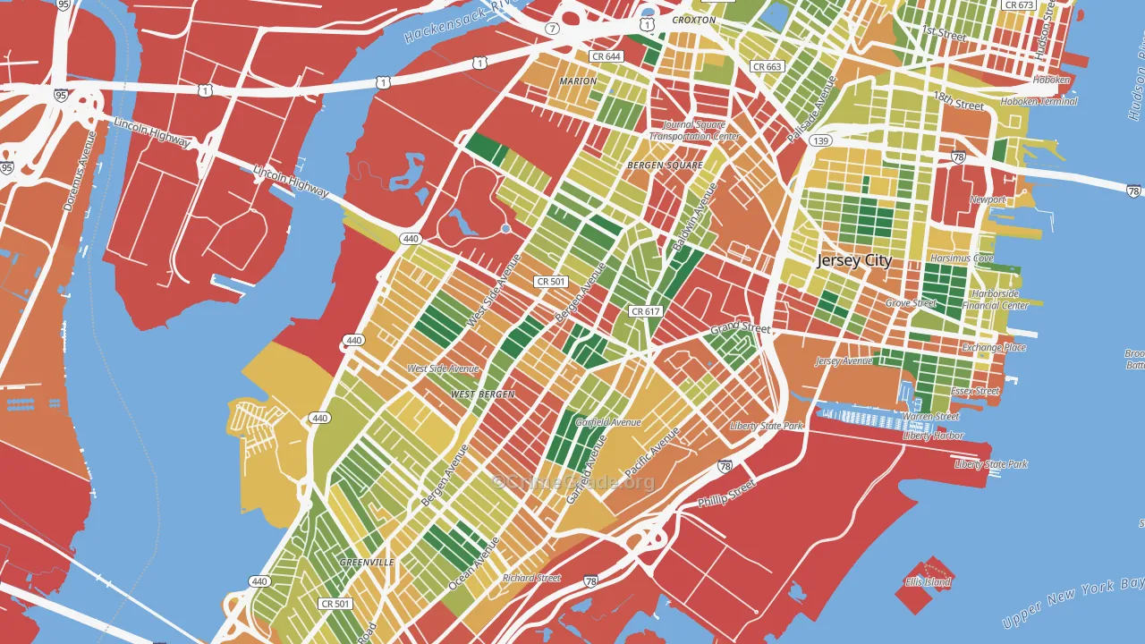 07304, NJ Map of Theft Rates