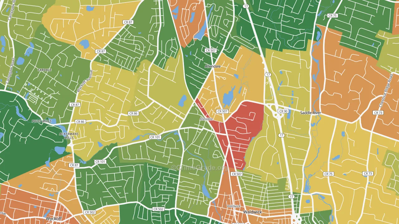 07401, NJ Map of Theft Rates