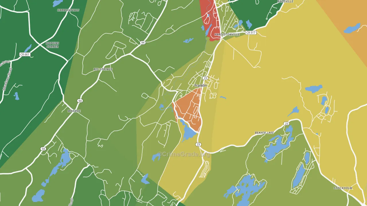 07416, NJ Map of Theft Rates
