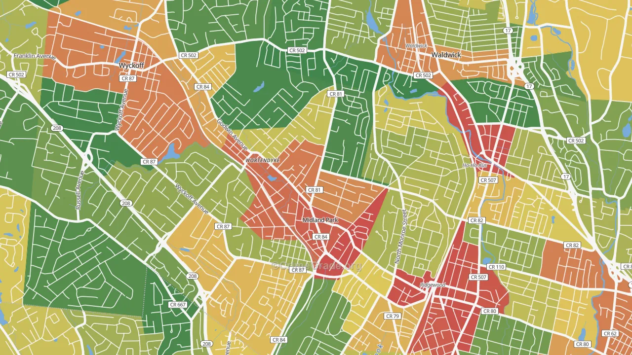 07432, NJ Map of Theft Rates