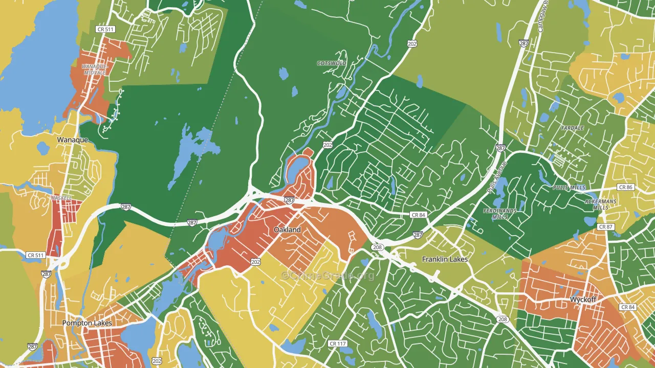 07436, NJ Map of Theft Rates