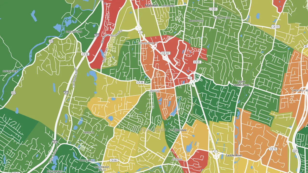 07446, NJ Map of Theft Rates