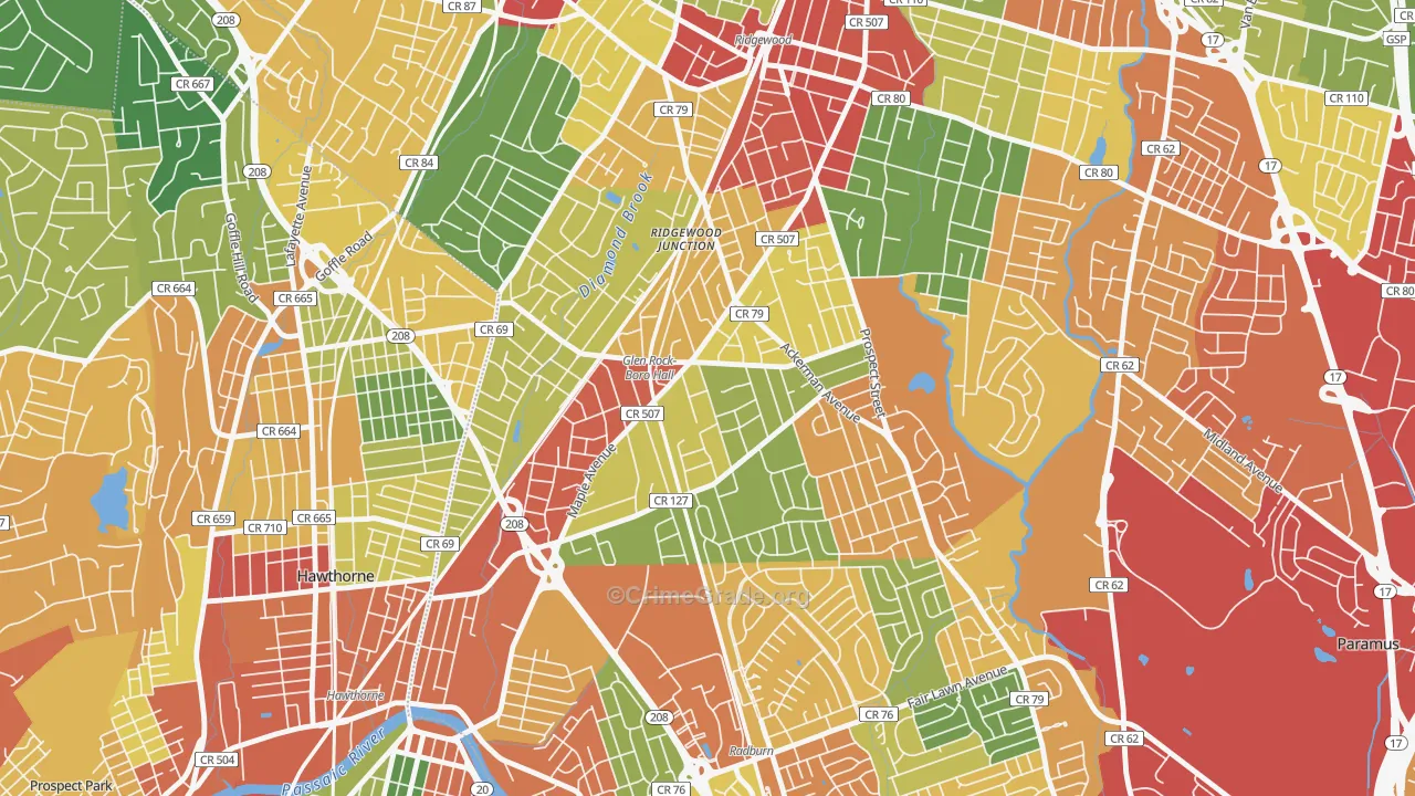 07452, NJ Map of Theft Rates