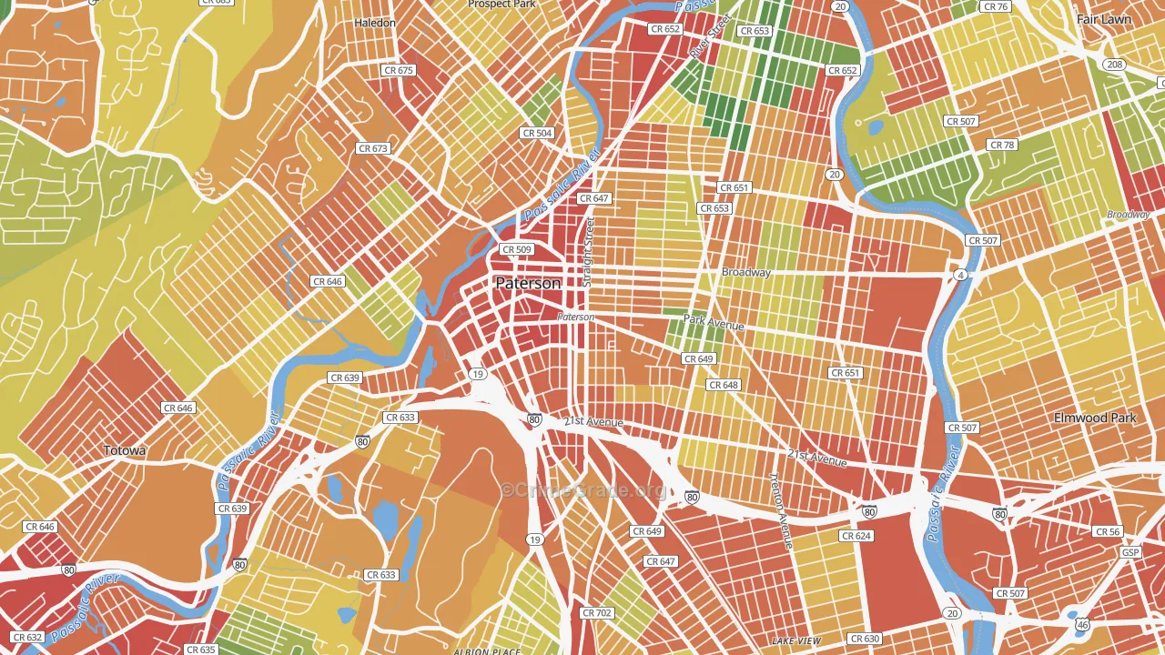 07501, NJ Map of Theft Rates