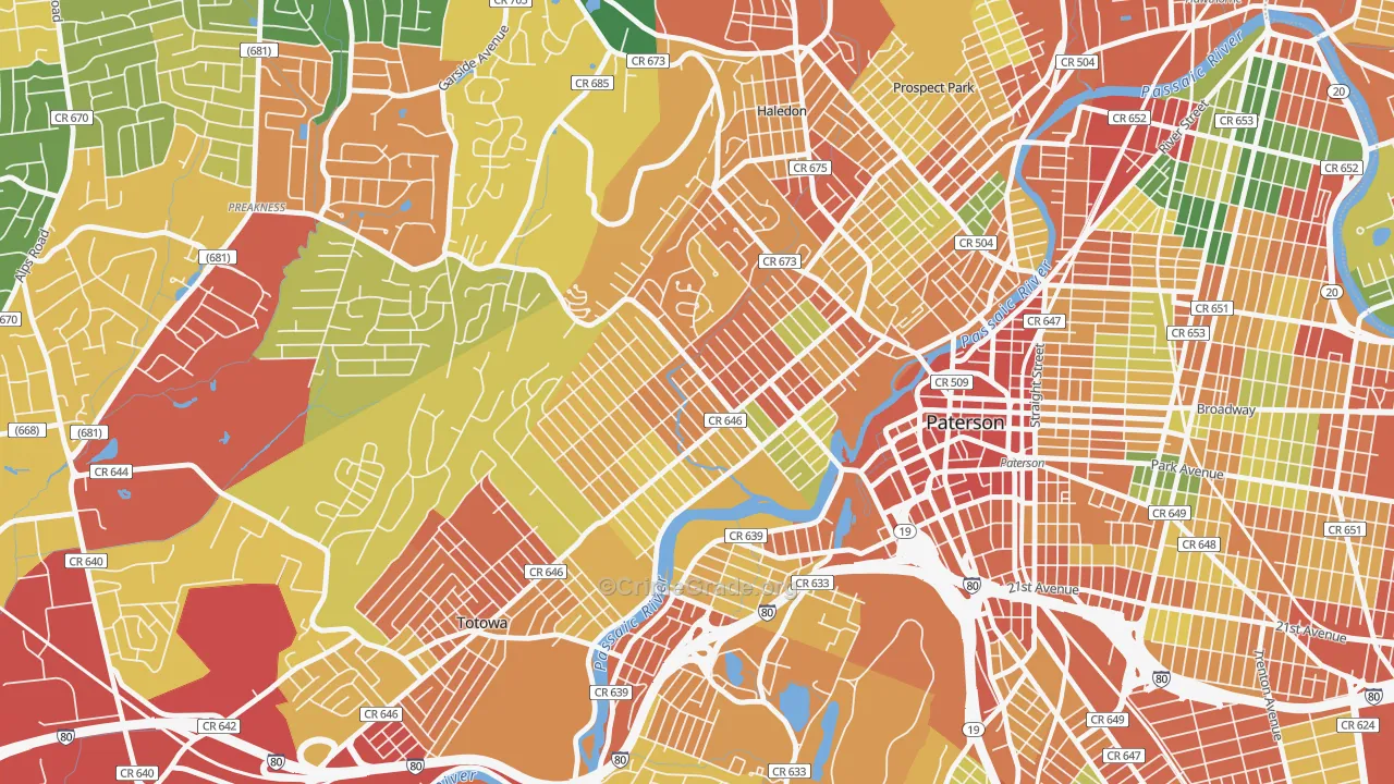 07502, NJ Map of Theft Rates