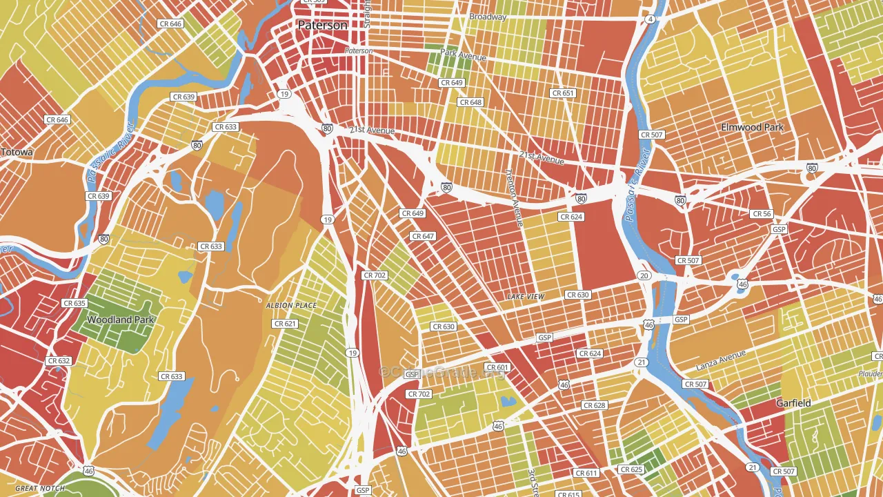 07503, NJ Map of Theft Rates