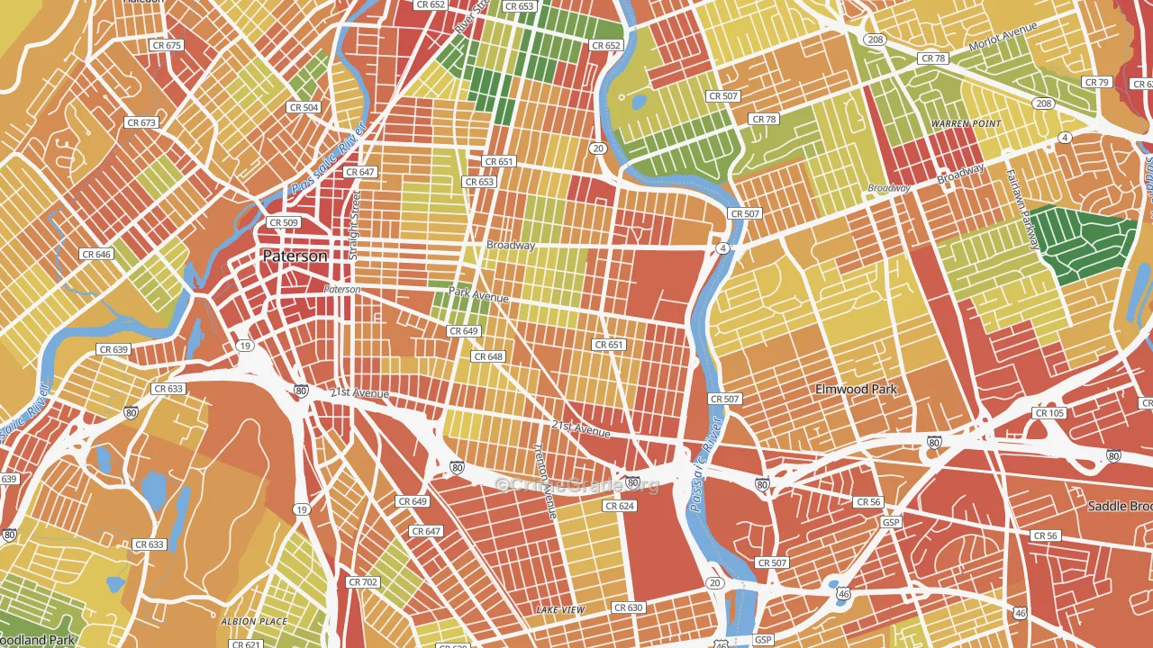 07504, NJ Map of Theft Rates