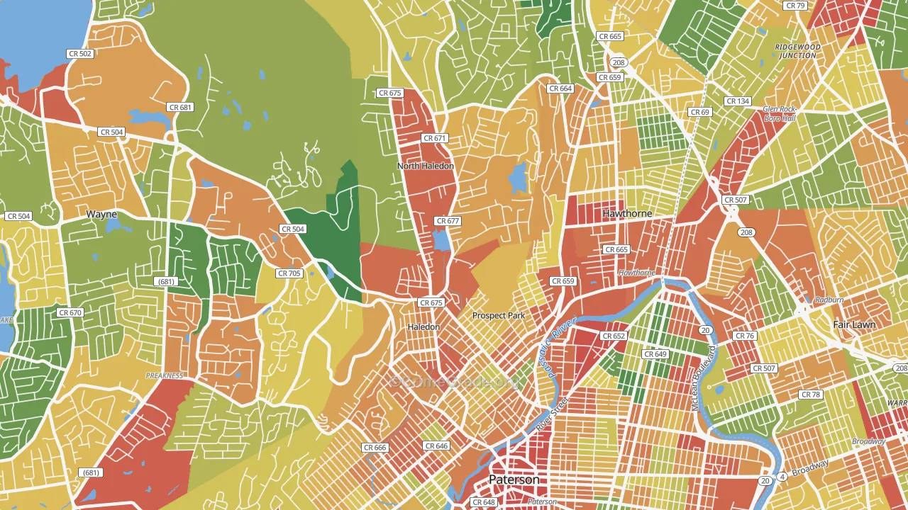 07508, NJ Map of Theft Rates