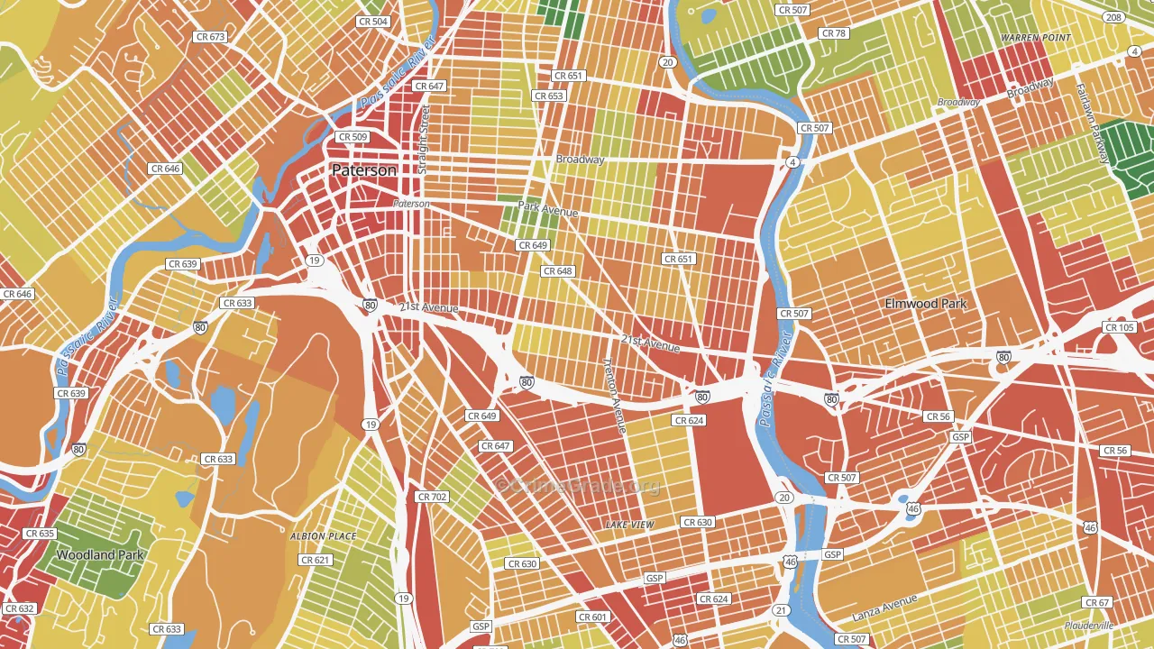 07513, NJ Map of Theft Rates
