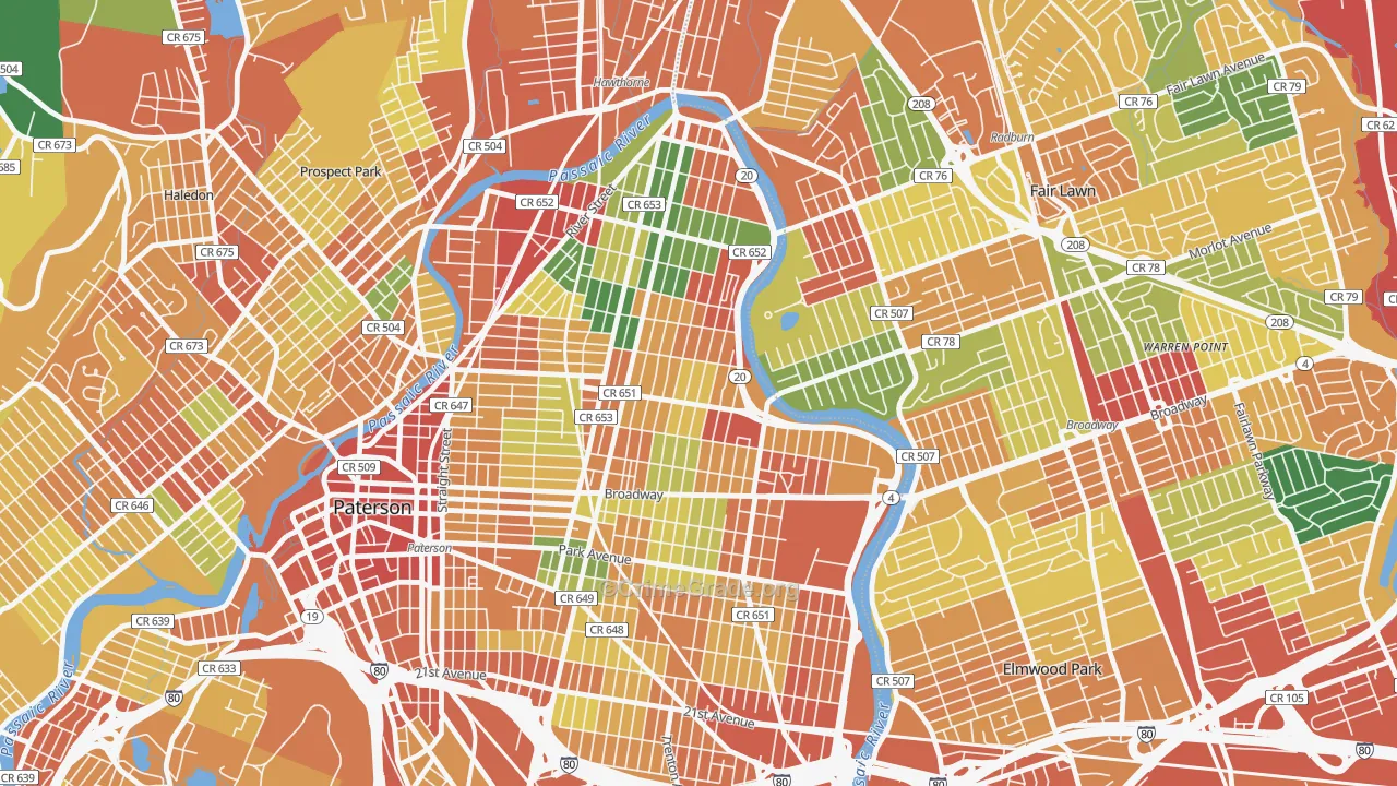 07514, NJ Map of Theft Rates