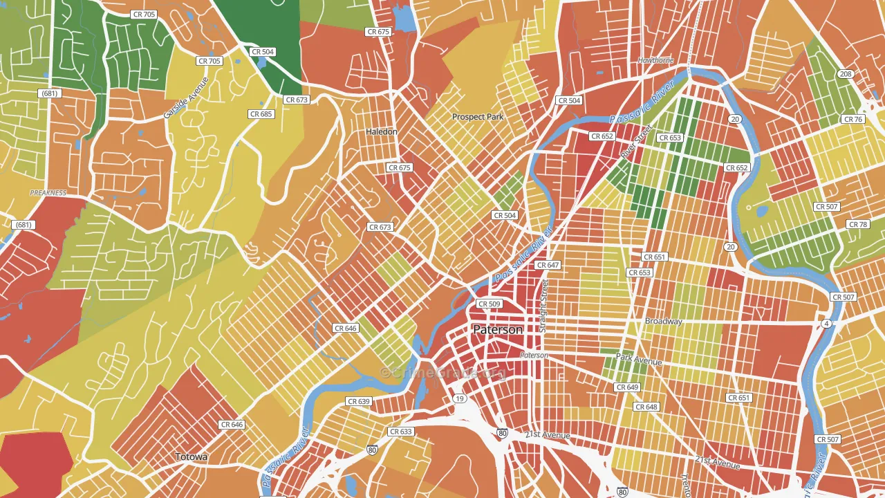 07522, NJ Map of Theft Rates