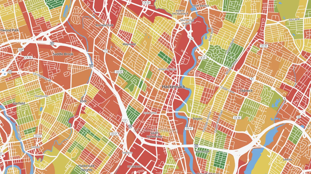 07601, NJ Map of Theft Rates