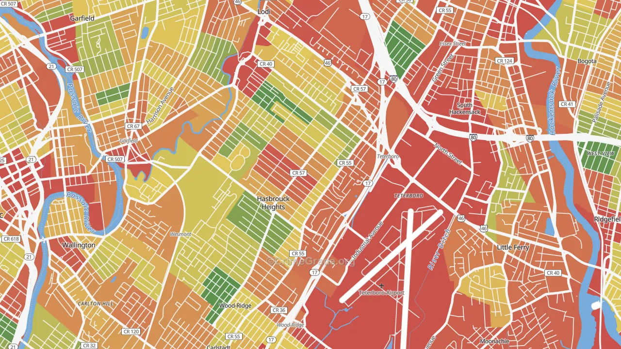 07604, NJ Map of Theft Rates