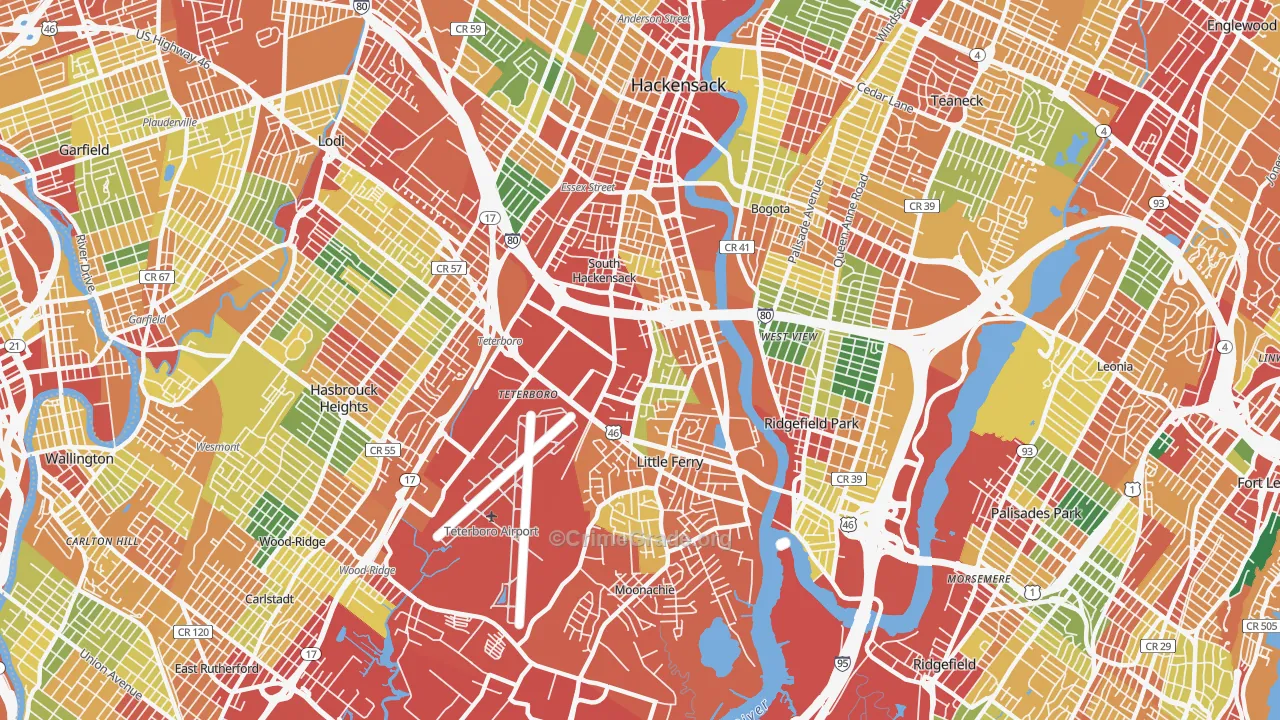 07606, NJ Map of Theft Rates